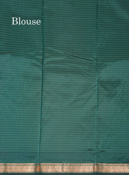 Semi Silk Saree - Olive Mustard Yellow Colour Body Small Checks With Butta & Traditional Small Border