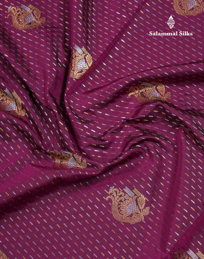 Beautiful Maroon Silver & Gold Zari Semi Soft Silk Saree With Contrast Bottle Green Traditional Pallaku  Evening Morning Border