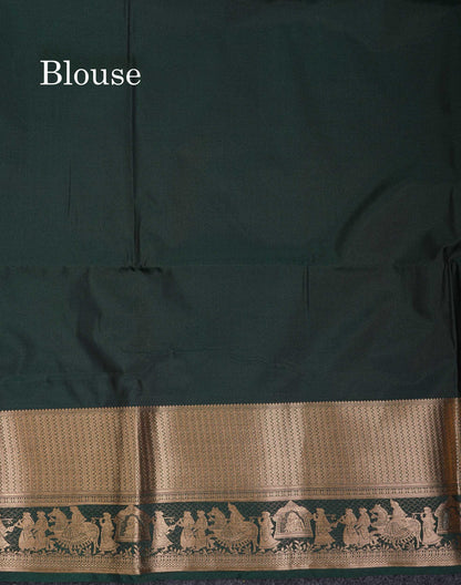 Beautiful Maroon Silver & Gold Zari Semi Soft Silk Saree With Contrast Bottle Green Traditional Pallaku  Evening Morning Border