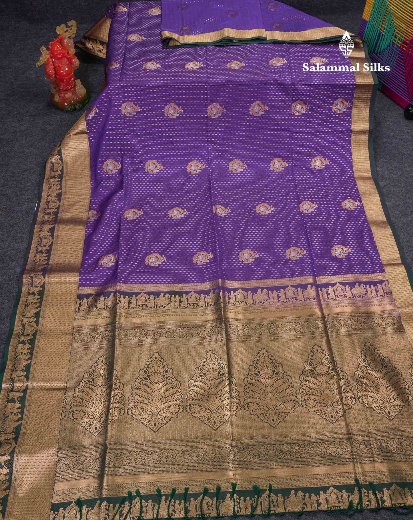 Beautiful Maroon Silver & Gold Zari Semi Soft Silk Saree With Contrast Bottle Green Traditional Pallaku  Evening Morning Border