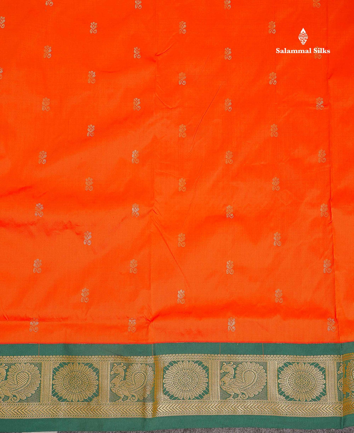Semi Silk Saree - Green Colour Body Zari Butta With Contrast Pink Traditional Border | 10.5 Yards