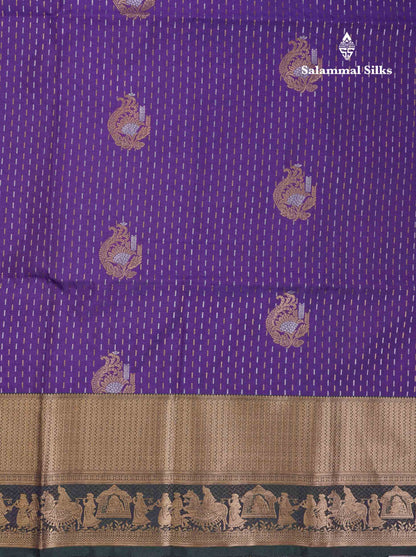 Beautiful Maroon Silver & Gold Zari Semi Soft Silk Saree With Contrast Bottle Green Traditional Pallaku  Evening Morning Border