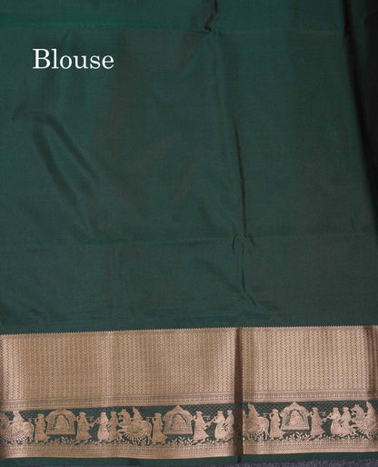 Beautiful Maroon Silver & Gold Zari Semi Soft Silk Saree With Contrast Bottle Green Traditional Pallaku  Evening Morning Border