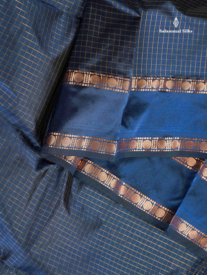 Semi Silk Saree - Wine Colour Body Small Checks With Butta & Traditional Rettapet Border