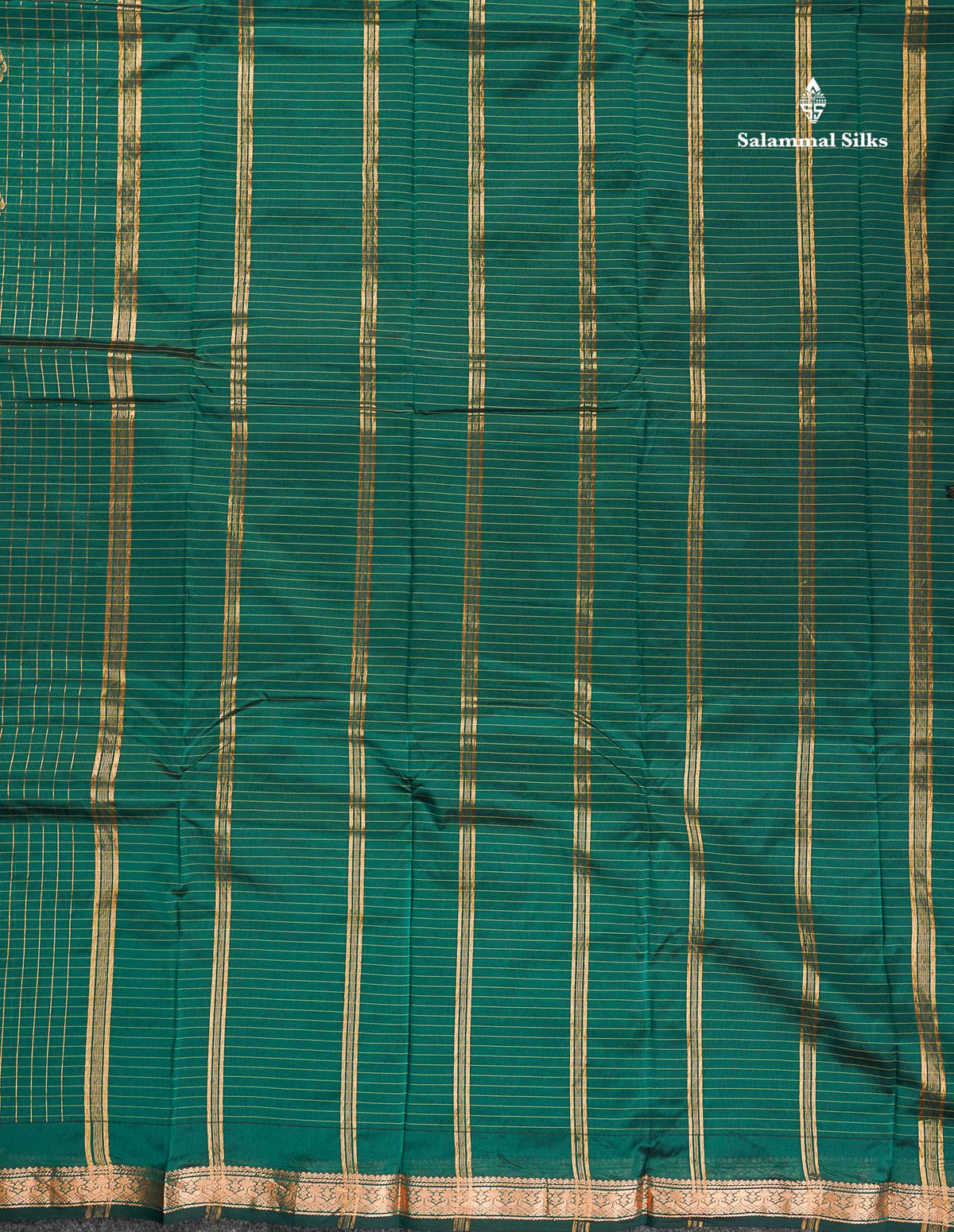 Semi Silk Saree - Olive Mustard Yellow Colour Body Small Checks With Butta & Traditional Small Border