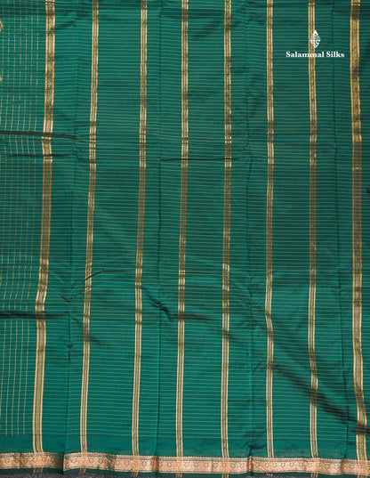 Semi Silk Saree - Olive Mustard Yellow Colour Body Small Checks With Butta & Traditional Small Border
