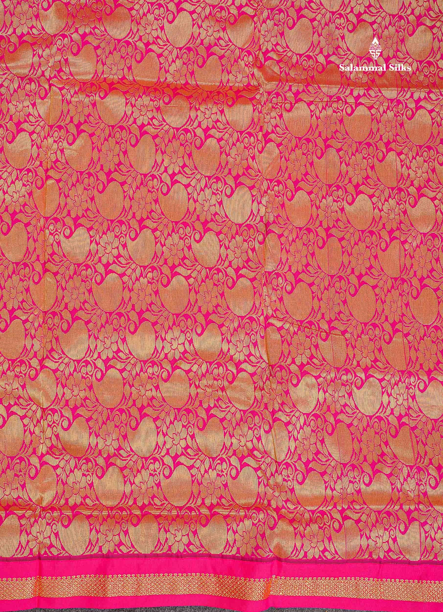 Semi Silk Saree - Peacock Blue Colour Body Zari Buttas With Contrast Pink Small Border | 10 Yards