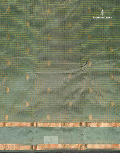 Semi Silk Saree - Wine Colour Body Small Checks With Butta & Traditional Rettapet Border
