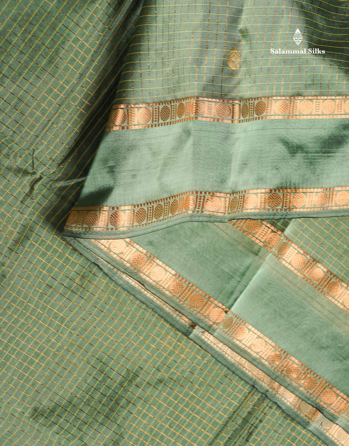 Semi Silk Saree - Wine Colour Body Small Checks With Butta & Traditional Rettapet Border