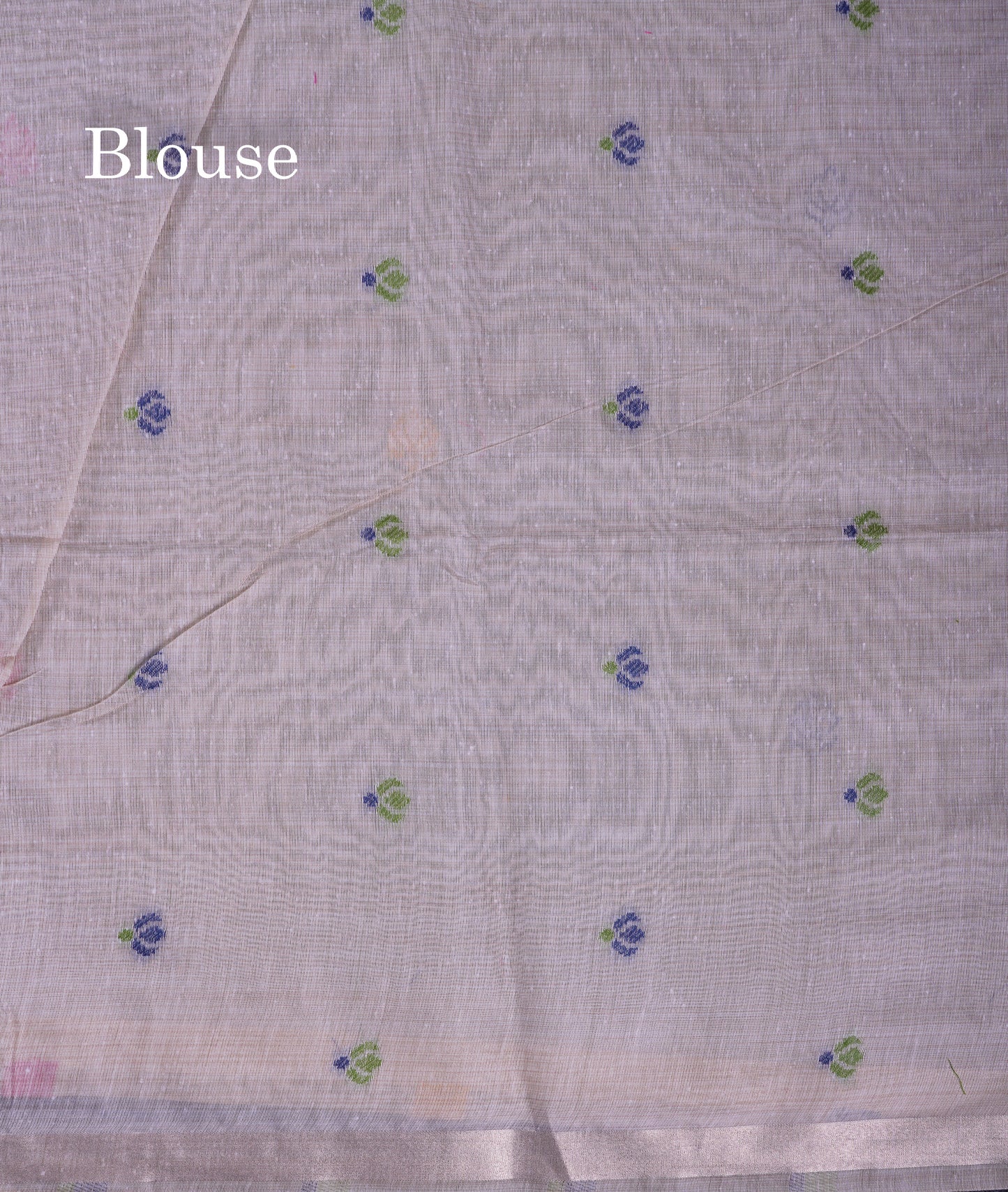 Beautiful Cream Sandal Thread Work Butta Muga Cotton Saree With Blouse