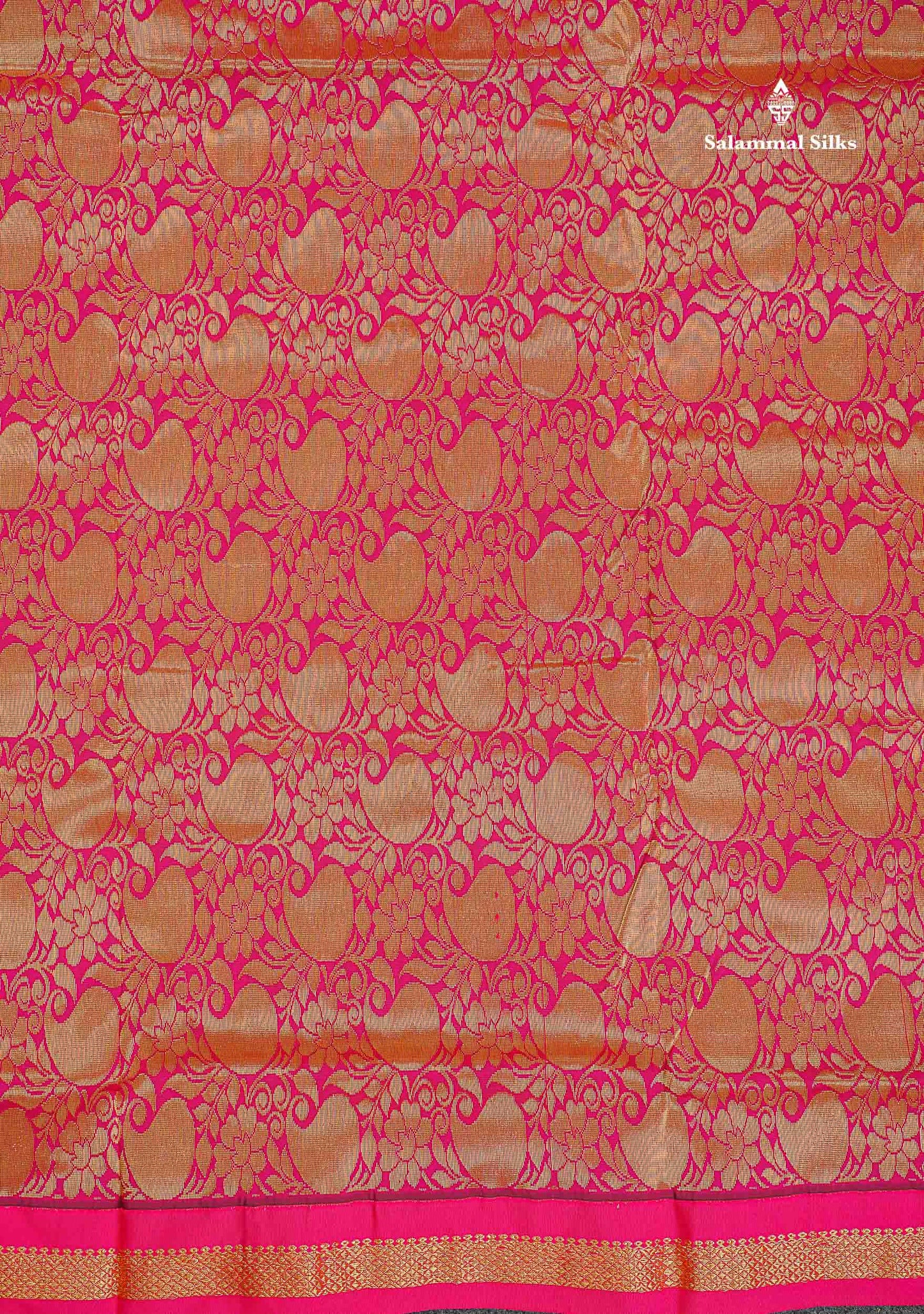 Semi Silk Saree - Ramar Blue Colour Body Zari Buttas With Contrast Pink Small Border | 10 Yards