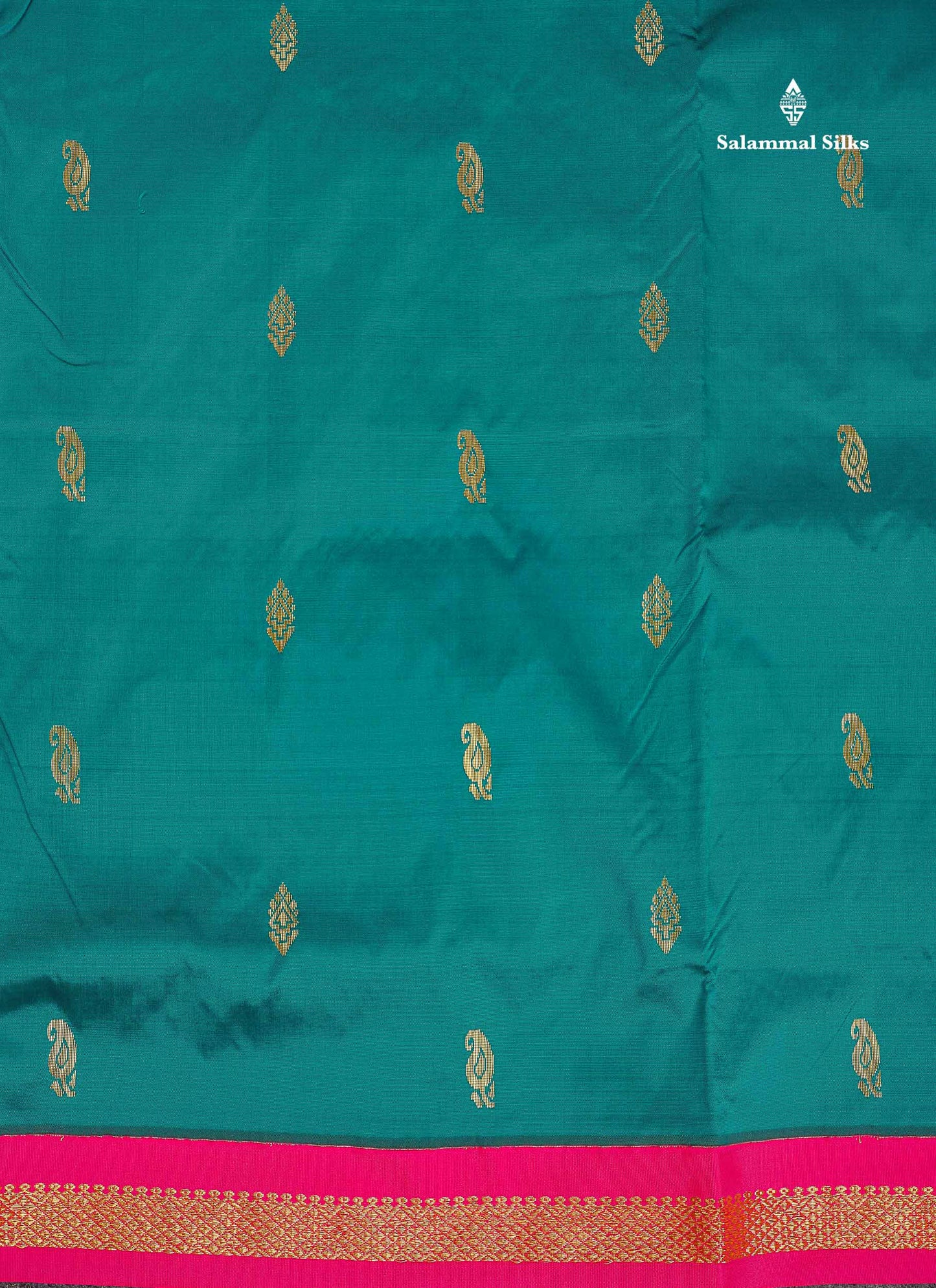 Semi Silk Saree - Ramar Blue Colour Body Zari Buttas With Contrast Pink Small Border | 10 Yards