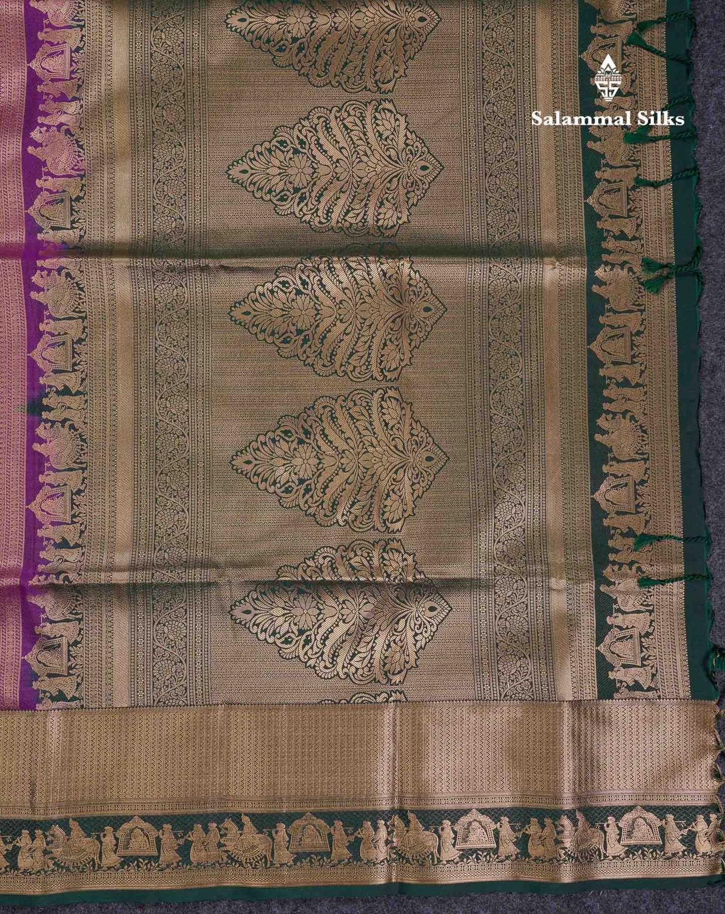 Beautiful Maroon Silver & Gold Zari Semi Soft Silk Saree With Contrast Bottle Green Traditional Pallaku  Evening Morning Border