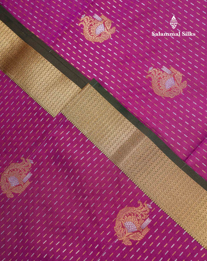 Beautiful Maroon Silver & Gold Zari Semi Soft Silk Saree With Contrast Bottle Green Traditional Pallaku  Evening Morning Border