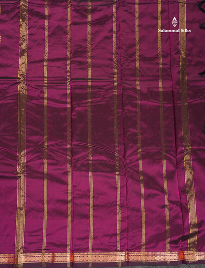 Semi Silk Saree - Magenta Colour Body Zari Butta With Traditional Small Border