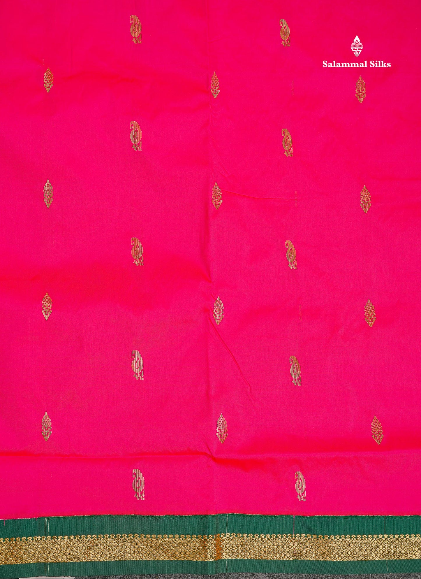 Semi Silk Saree - Peacock Blue Colour Body Zari Buttas With Contrast Pink Small Border | 10 Yards