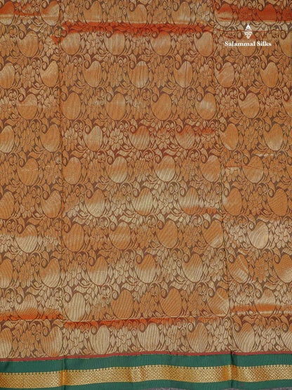 Semi Silk Saree - Peacock Blue Colour Body Zari Buttas With Contrast Pink Small Border | 10 Yards