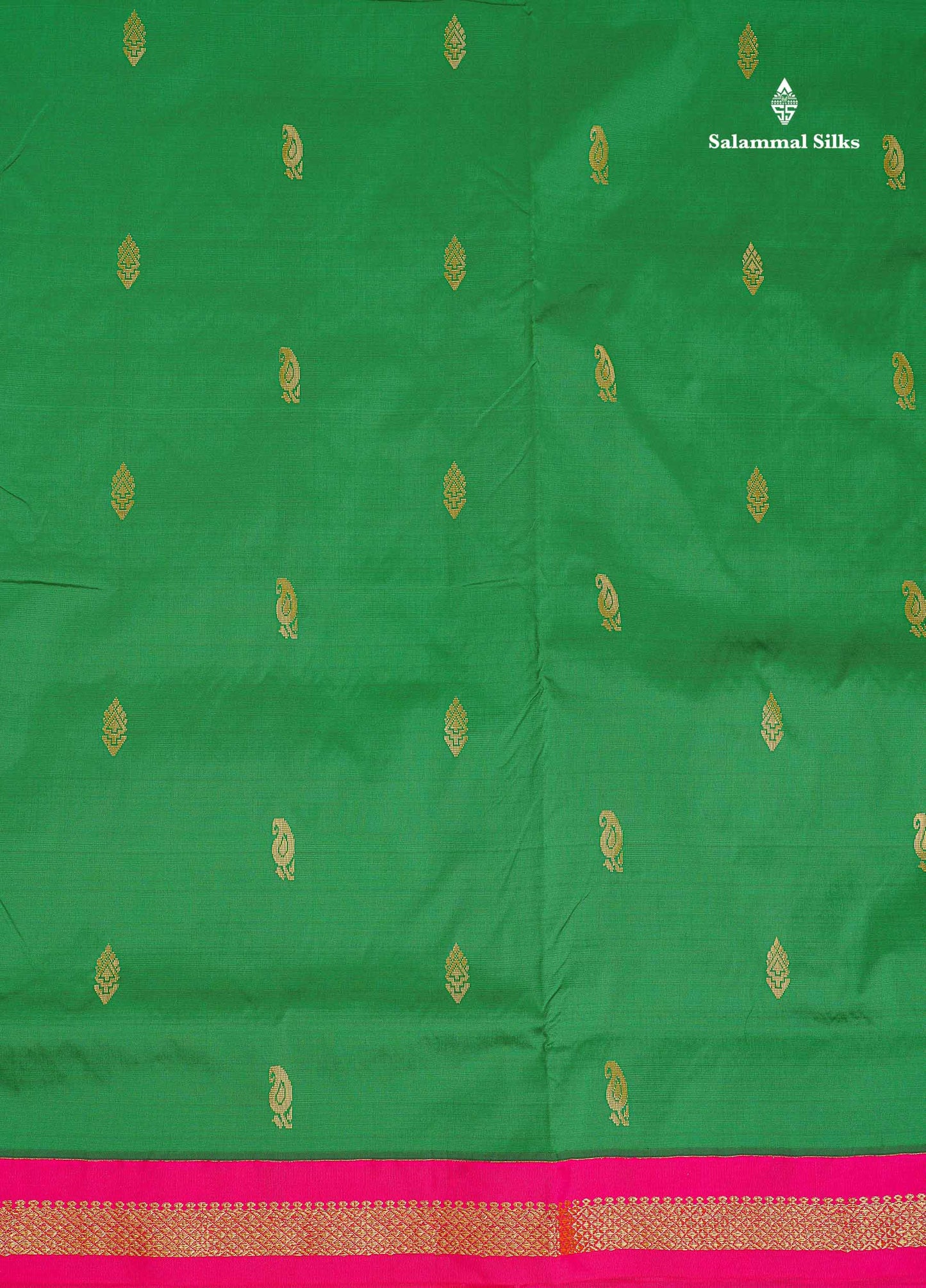 Semi Silk Saree - Ramar Blue Colour Body Zari Buttas With Contrast Pink Small Border | 10 Yards