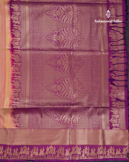 Beautiful Maroon Silver & Gold Zari Semi Soft Silk Saree With Contrast Bottle Green Traditional Pallaku  Evening Morning Border