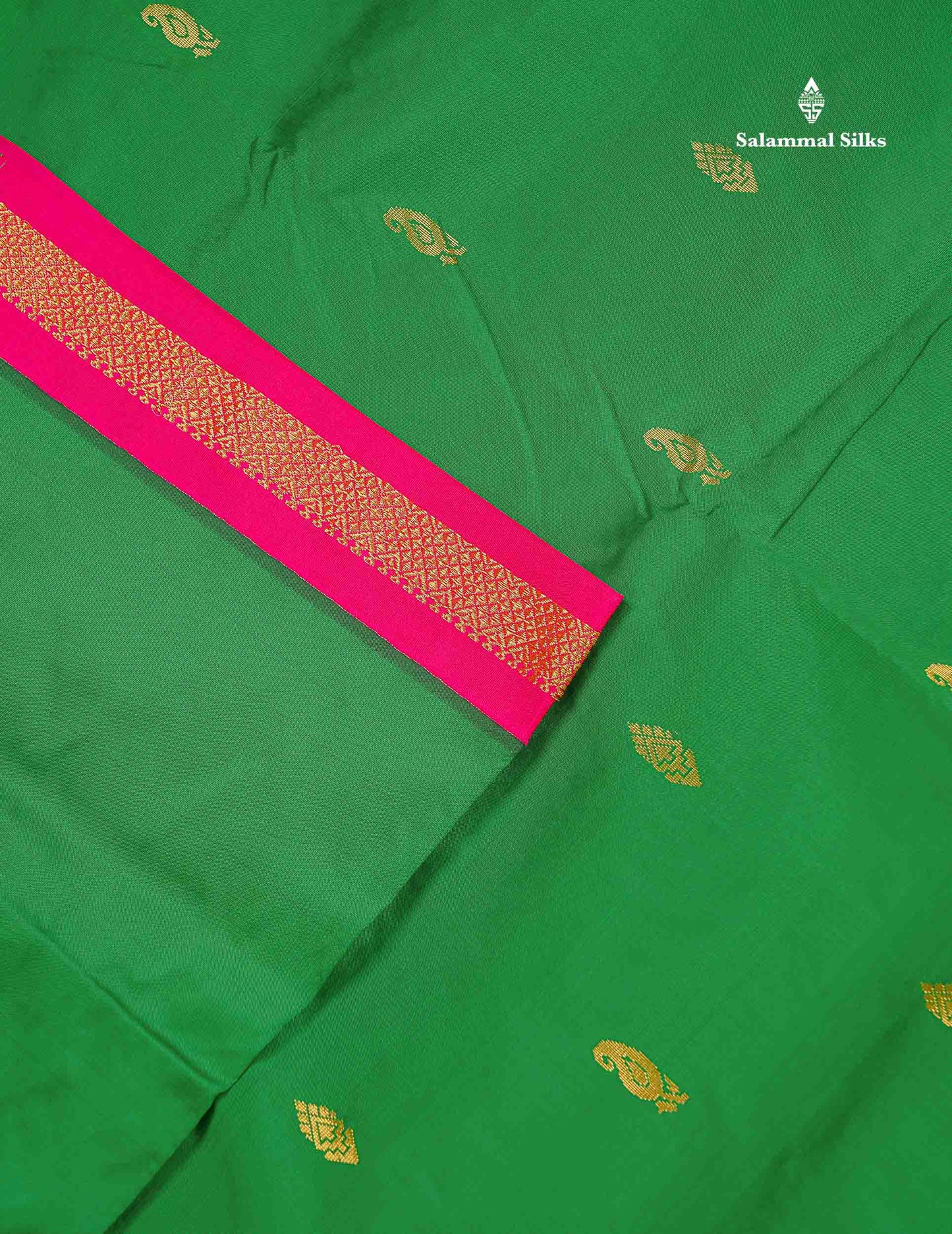 Semi Silk Saree - Ramar Blue Colour Body Zari Buttas With Contrast Pink Small Border | 10 Yards