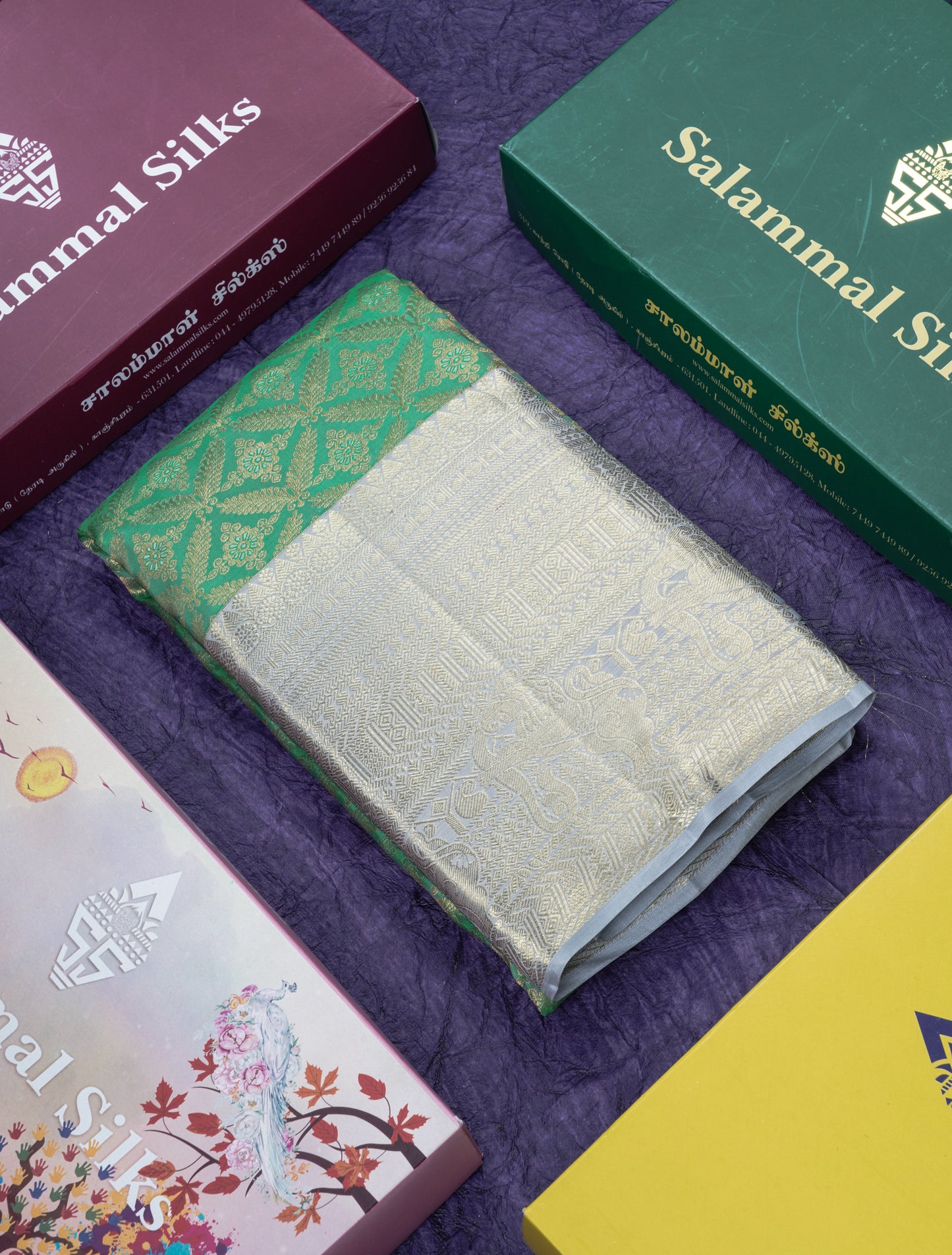 Light Green Bridal Pure Kanjivaram Silk Saree With Contrast Grey Border