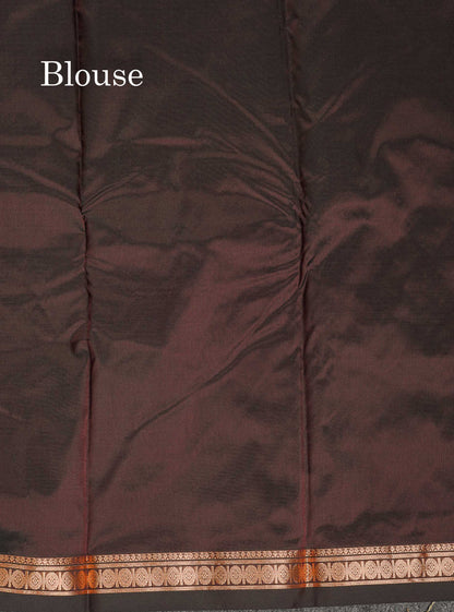 Semi Silk Saree - Magenta Colour Body Zari Butta With Traditional Small Border