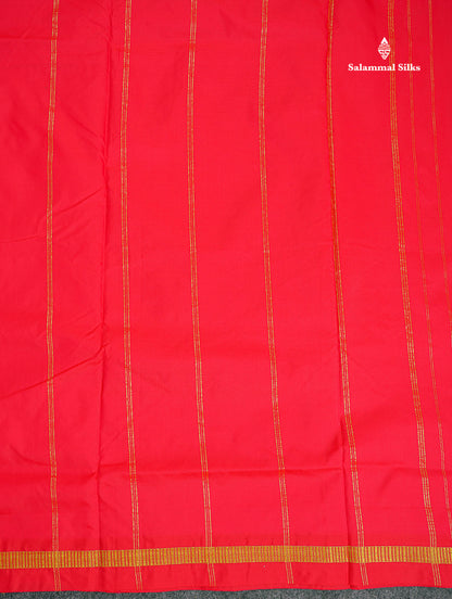 Semi Silk Saree - Dual Tone Red Colour Body Plain With Small Border | 10.5 Yards