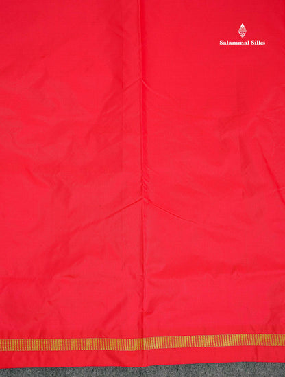 Semi Silk Saree - Dual Tone Red Colour Body Plain With Small Border | 10.5 Yards