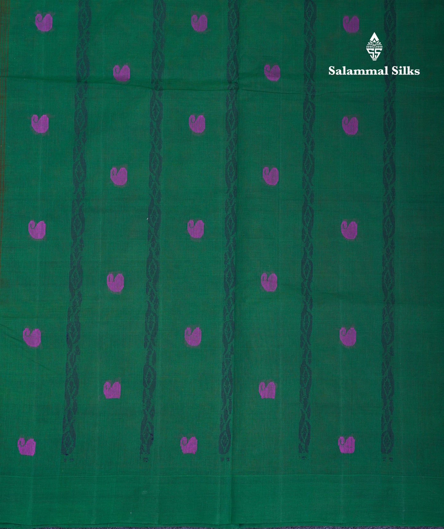 Beautiful Mustard Yellow Thread Work Butta Handloom Pure Cotton Saree With Contrast Saffire Green Blouse