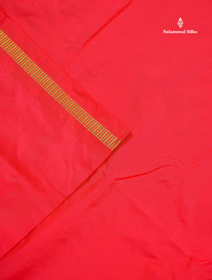 Semi Silk Saree - Dual Tone Red Colour Body Plain With Small Border | 10.5 Yards