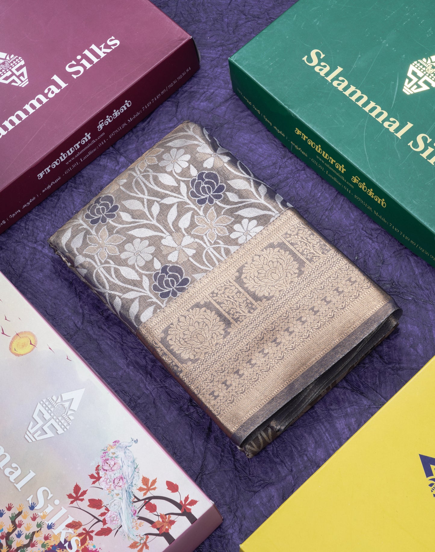 Olive Violet Fancy Semi Silk Saree