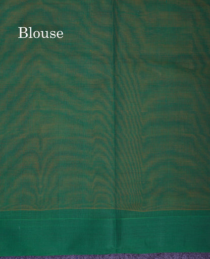 Beautiful Mustard Yellow Thread Work Butta Handloom Pure Cotton Saree With Contrast Saffire Green Blouse