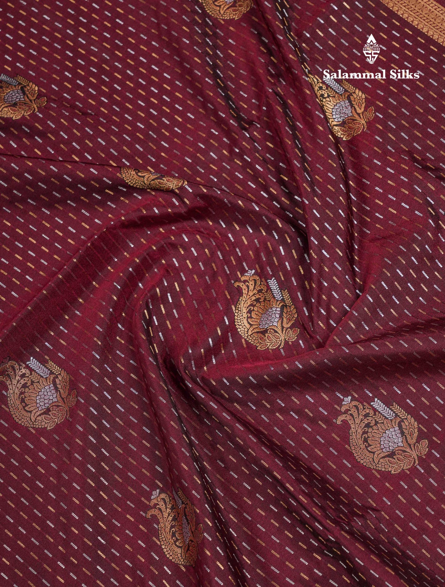 Beautiful Maroon Silver & Gold Zari Semi Soft Silk Saree With Contrast Bottle Green Traditional Pallaku  Evening Morning Border
