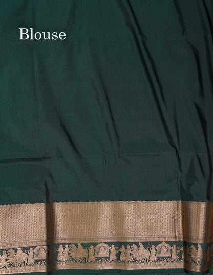 Beautiful Maroon Silver & Gold Zari Semi Soft Silk Saree With Contrast Bottle Green Traditional Pallaku  Evening Morning Border