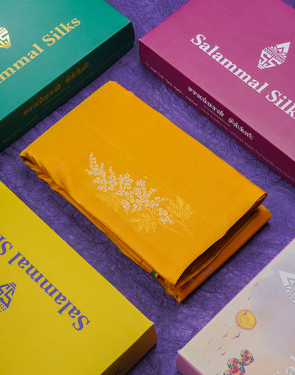 Beautiful Yellow Fancy Pure Kanjivaram Silk Saree With Contrast Green Blouse