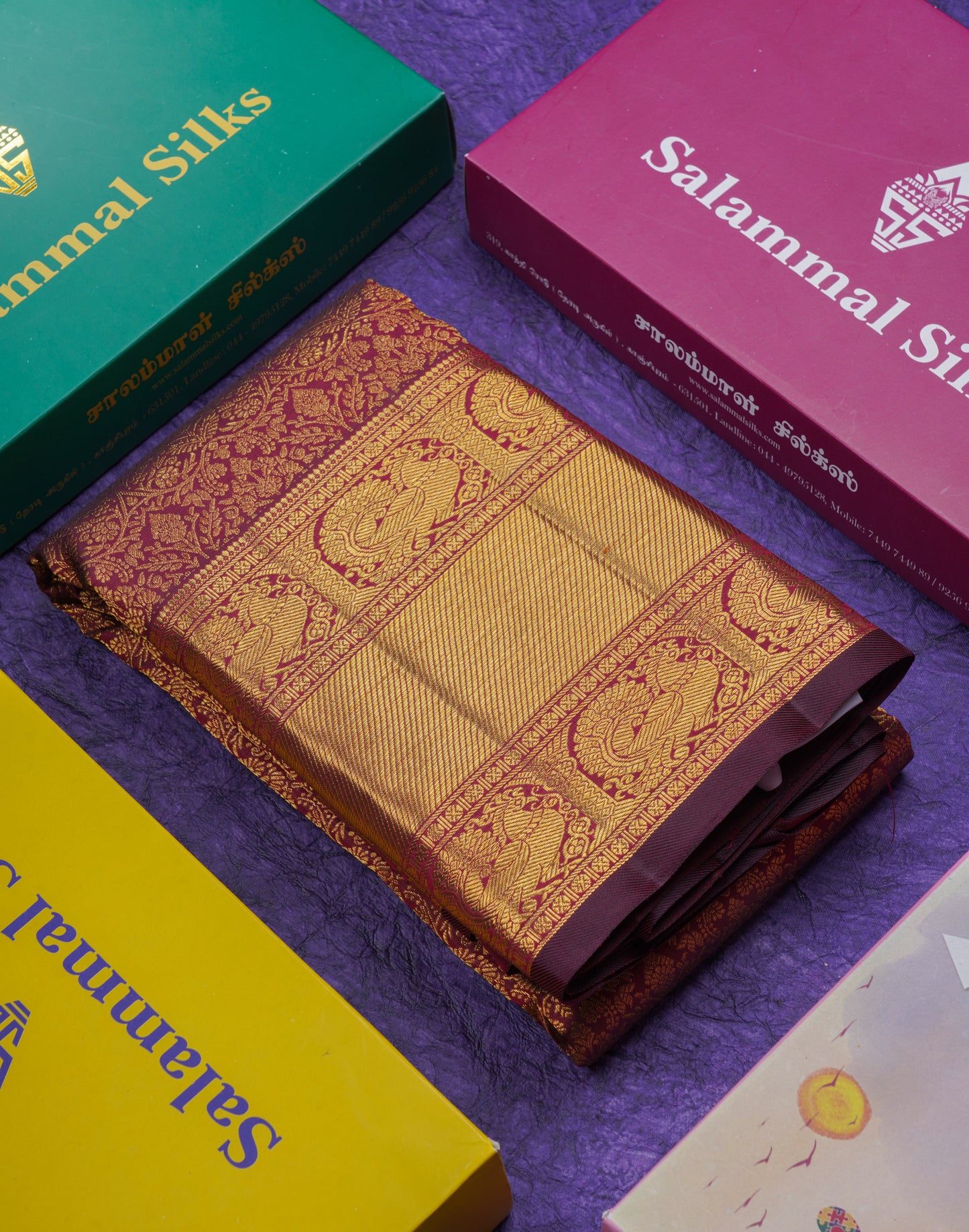 Beautiful Dark Maroon 2G Pure Kanjivaram Silk Saree With Traditional Evening Morning Border