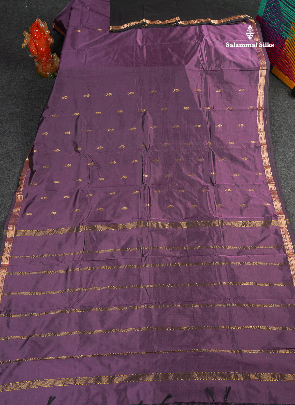Semi Silk Saree - Light Purple Colour Body Zari Butta With Traditional Small Border