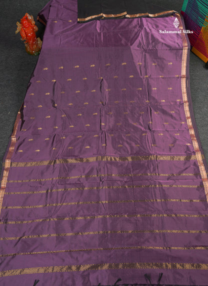 Semi Silk Saree - Light Purple Colour Body Zari Butta With Traditional Small Border