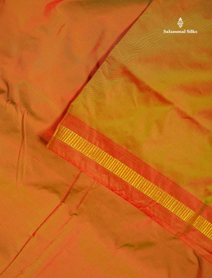 Semi Silk Saree - Dual Tone Red Colour Body Plain With Small Border | 10.5 Yards