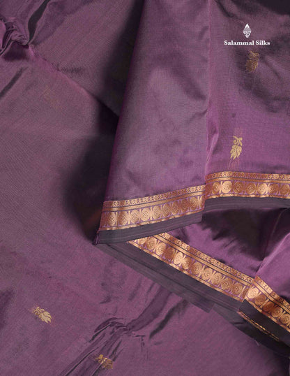 Semi Silk Saree - Magenta Colour Body Zari Butta With Traditional Small Border