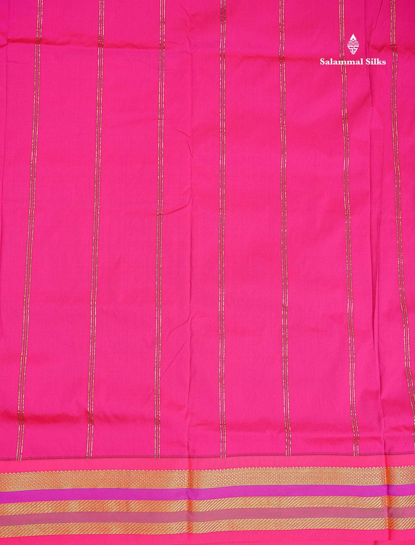 Semi Silk Saree - Chilly Red Colour Body Plain With Contrast Green Traditional Border | 10 Yards