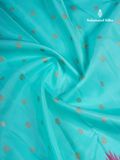 Beautiful Rexona Mayil & Chakaram Buttas Pure Kanjivaram Silk Saree Pure Zari with Contrast Chilly Red Traditional Temple Border