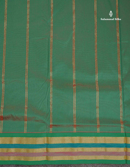 Semi Silk Saree - Chilly Red Colour Body Plain With Contrast Green Traditional Border | 10.5 Yards
