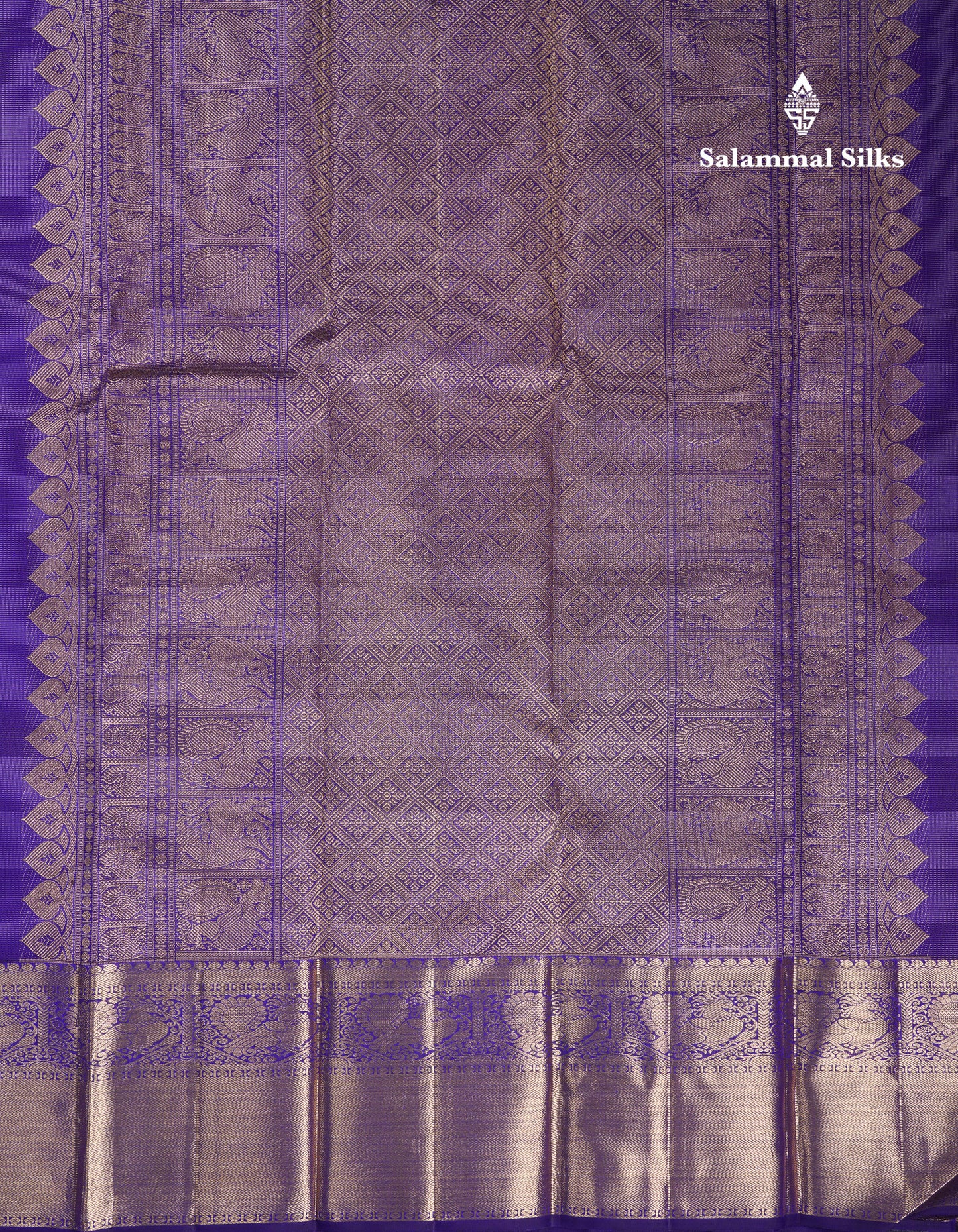 Beautiful Violet Vaira Oosi Mayil & Chakaram Buttas Pure Kanjivaram Silk Saree With Traditional Evening Morning Border