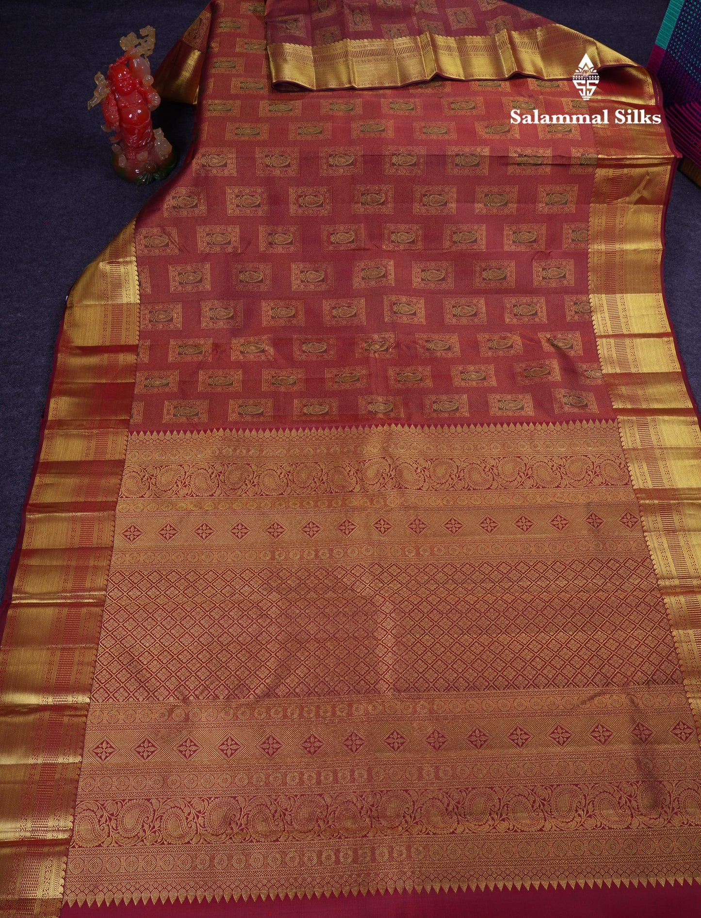 Beautiful Dark Maroon Bridal Meenakari Work Pure Kanjivaram Silk Saree With Traditional Border