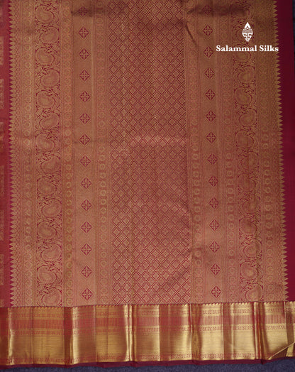 Beautiful Dark Maroon Bridal Meenakari Work Pure Kanjivaram Silk Saree With Traditional Border