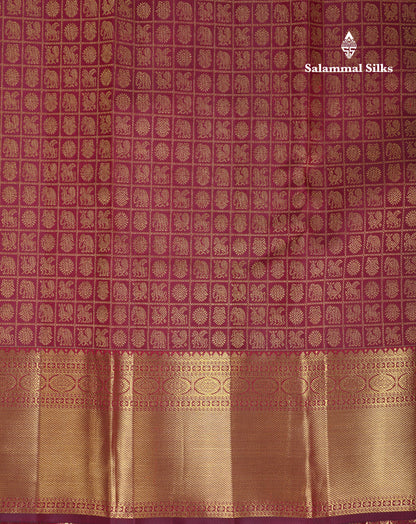 Beautiful Dark Maroon Checks With Traditional Buttas Bridal Pure Kanjivaram Silk Saree With Blouse