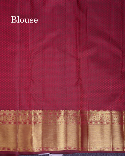 Beautiful Dark Maroon Checks With Traditional Buttas Bridal Pure Kanjivaram Silk Saree With Blouse