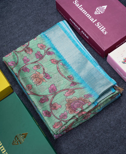 Pink Chanderi Mixed Cotton Saree With Contrast Orange Blouse