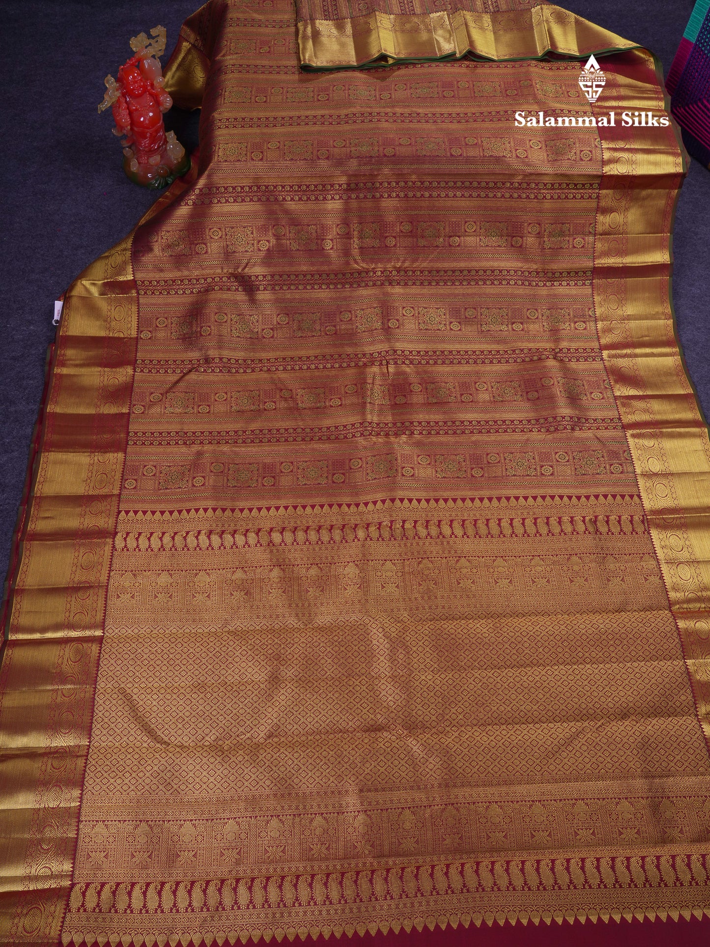 Beautiful Dark Maroon Bridal Meenakari Work Pure Kanjivaram Silk Saree With Traditional Border